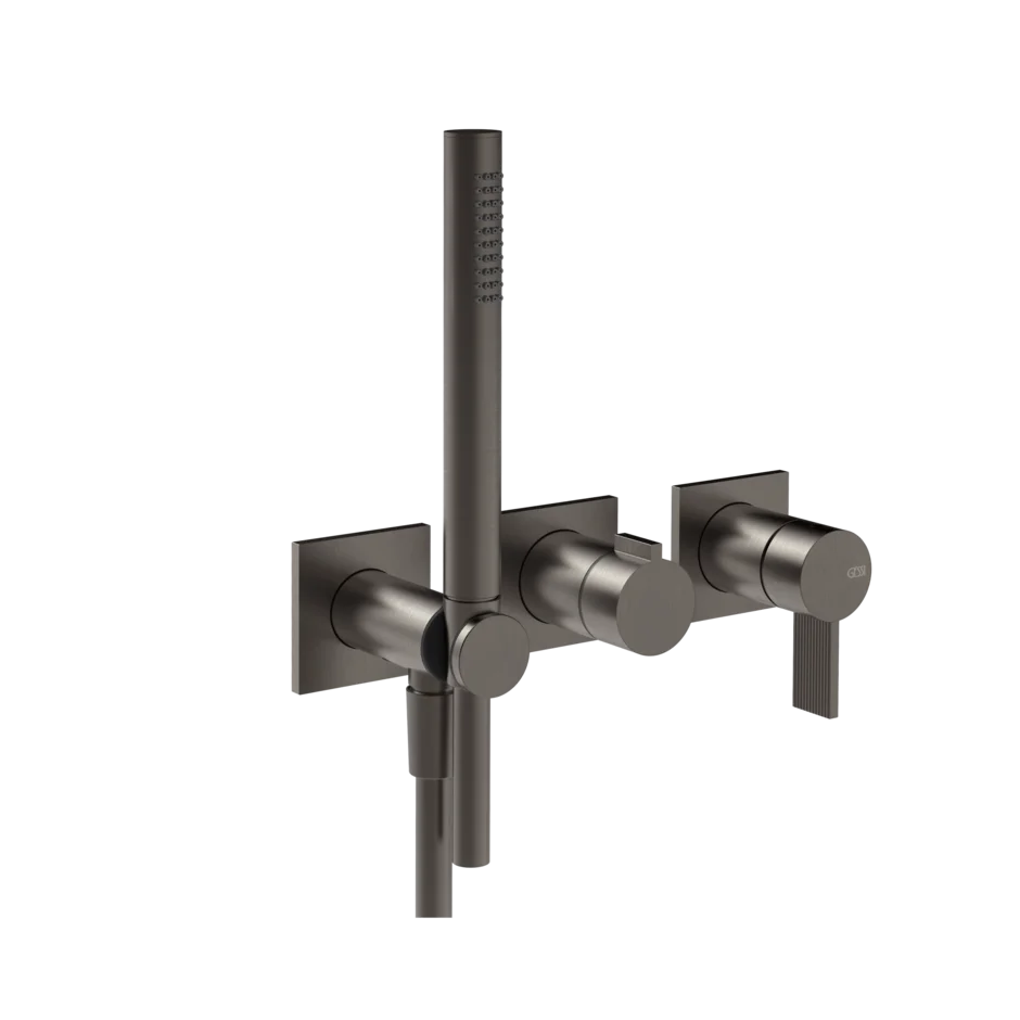 Gessi Inverso Rigato robinet de douche mural avec inverseur 2 voies et douchette 73536 + 54139 Gessi Inverso Rigato robinet de douche mural avec inverseur 2 voies et douchette 73536 + 54139
