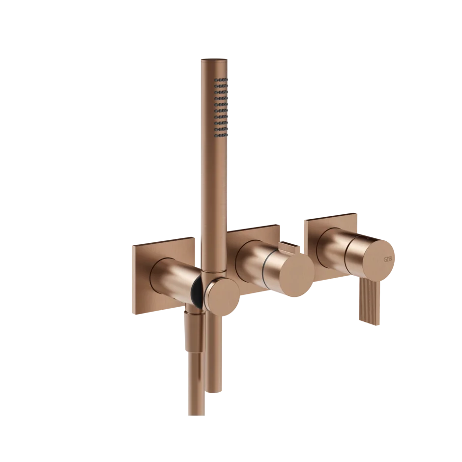 Gessi Inverso Rigato robinet de douche mural avec inverseur 2 voies et douchette 73536 + 54139 Gessi Inverso Rigato robinet de douche mural avec inverseur 2 voies et douchette 73536 + 54139