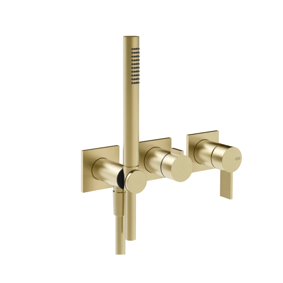 Gessi Inverso Rigato robinet de douche mural avec inverseur 2 voies et douchette 73536 + 54139 Gessi Inverso Rigato robinet de douche mural avec inverseur 2 voies et douchette 73536 + 54139