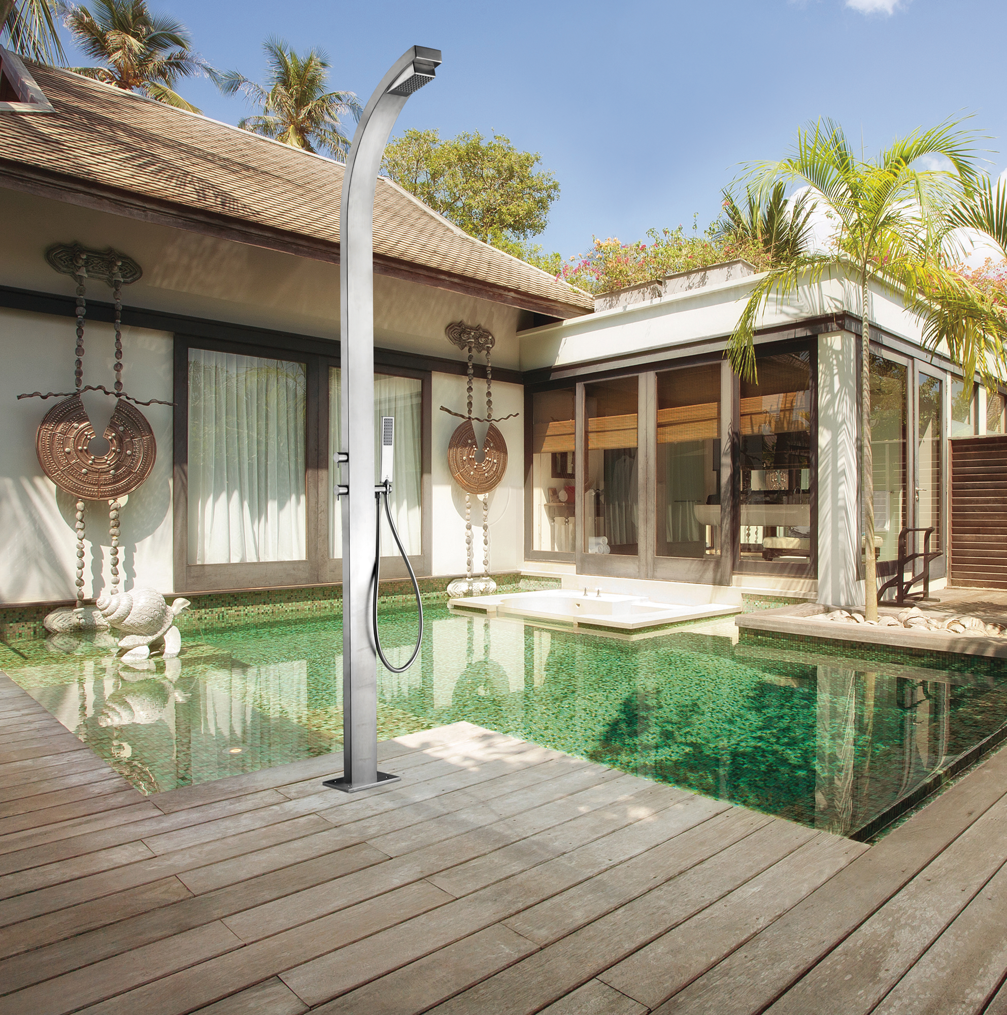 Bossini Arch outdoor shower column with hand shower L00865 Bossini Arch outdoor shower column with hand shower L00865