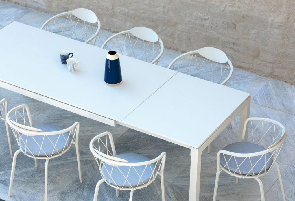Vermobil Extia extendable outdoor table embossed white EX14080BCU Vermobil Extia extendable outdoor table embossed white EX14080BCU