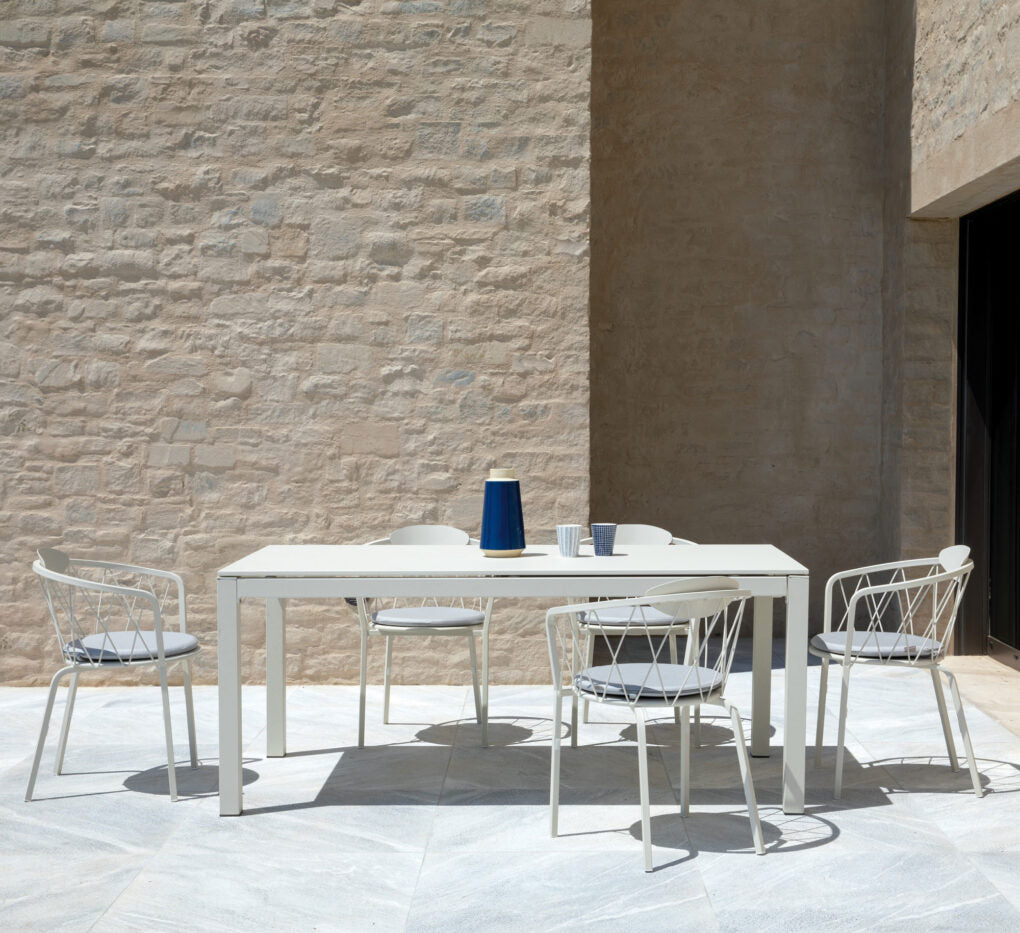 Vermobil Extia extendable outdoor table embossed white EX18090BCU Vermobil Extia extendable outdoor table embossed white EX18090BCU