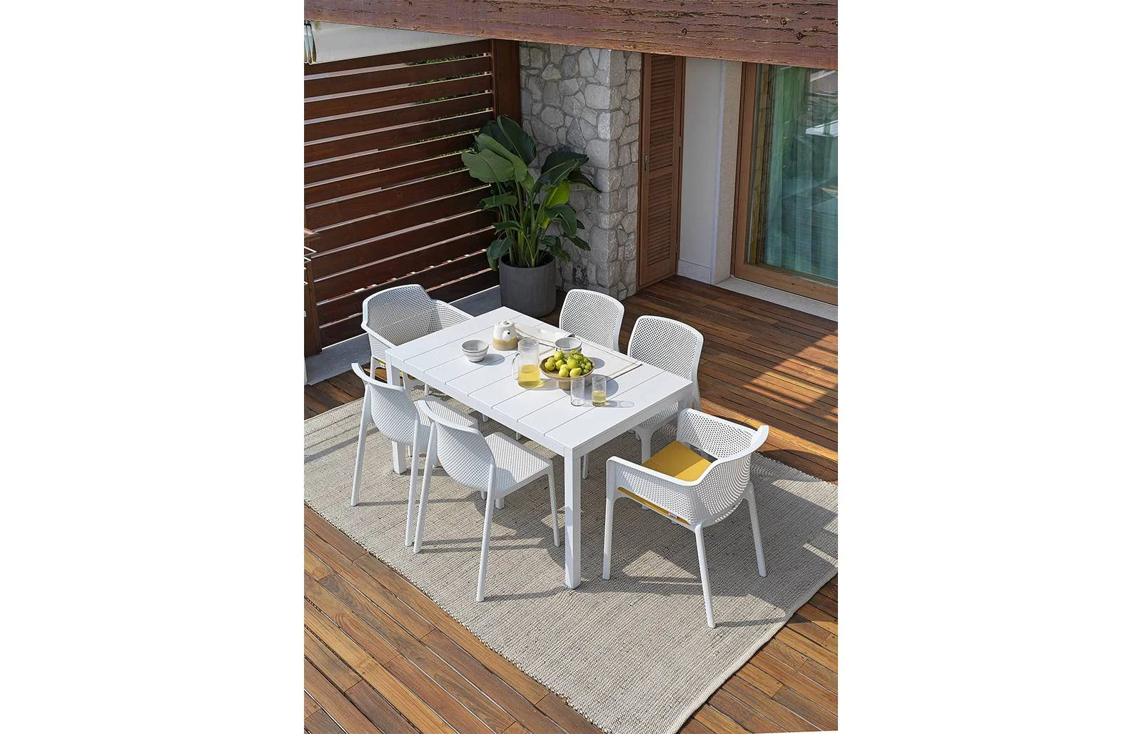 Nardi Rio ALU 140 Extensible Table Set, 2 NET chairs, 4 BIT chairs, 2 NET Extensible cushions in various colours Made in Italy Nardi Rio ALU 140 Extensible Table Set, 2 NET chairs, 4 BIT chairs, 2 NET Extensible cushions in various colours Made in Italy