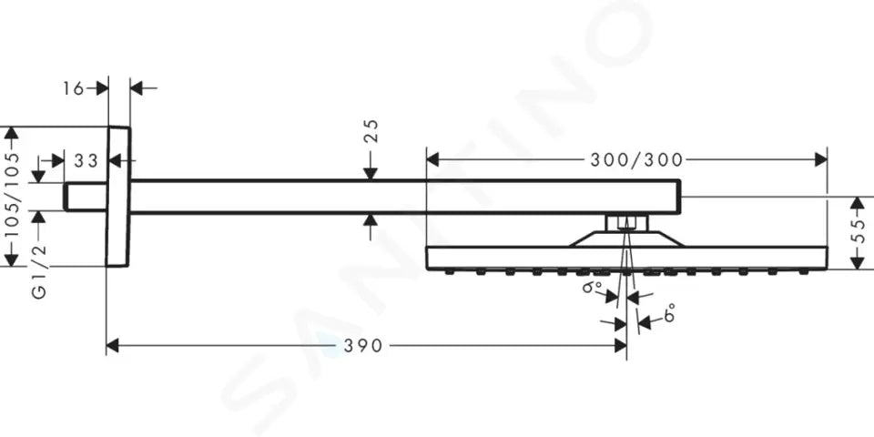 Raindance E-Shower head 300 1jet with shower arm 390mm Raindance E-Shower head 300 1jet with shower arm 390mm