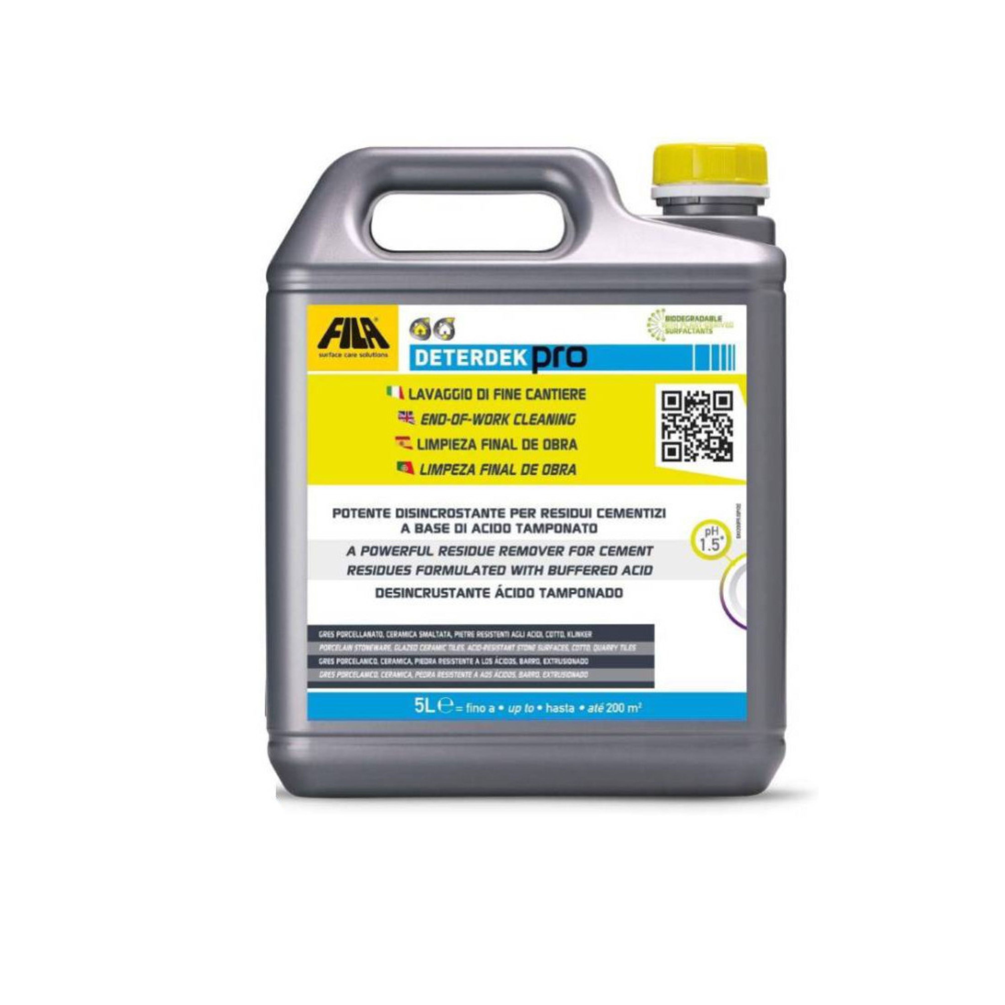 Fila DETERDEK PRO detergente disincrostante acido 5L Fila DETERDEK PRO detergente disincrostante acido 5L