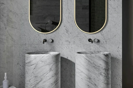 Bagno contemporaneo con doppio lavabo