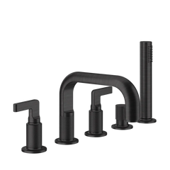 GESSI INCISO L-Gruppo Bordo Vasca 5 fori con bocca di erogazione, deviatore, flessibile 1,50 m e doccetta anticalcare-58040