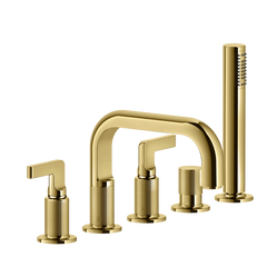 GESSI INCISO L-Gruppo Bordo Vasca 5 fori con bocca di erogazione, deviatore, flessibile 1,50 m e doccetta anticalcare-58040