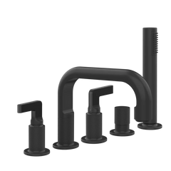 GESSI INCISO L-Gruppo Bordo Vasca 5 fori con bocca di erogazione, deviatore, flessibile 1,50 m e doccetta anticalcare-58040