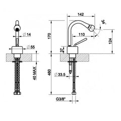 GESSI GOCCIA-miscelatore bidet, senza scarico, con flessibili di collegamento- finitura cromo 33607#299