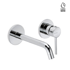 Single-lever basin mixer with 1”1/4 waste. F 3/8” supply hoses.