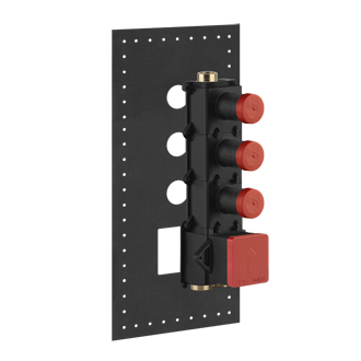 Gessi ANELLO -Parte esterna Miscelatore termostatico alta portata a parete 3 uscite indipendenti . Installazione verticale/orizzontale.- 43105+43066