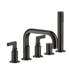 GESSI INCISO L-Gruppo Bordo Vasca 5 fori con bocca di erogazione, deviatore, flessibile 1,50 m e doccetta anticalcare-58040