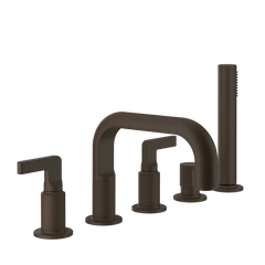 GESSI INCISO L-Gruppo Bordo Vasca 5 fori con bocca di erogazione, deviatore, flessibile 1,50 m e doccetta anticalcare-58040