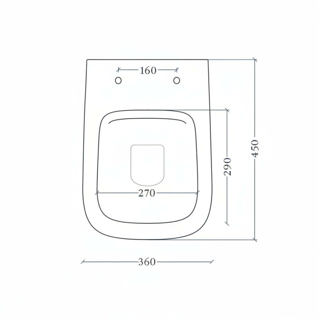 Artceram A16 Mini copriwater slim soft-close ASA002-05 - Disegno tecnico