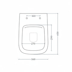 Artceram A16 Mini copriwater slim soft-close ASA002-05 - Disegno tecnico