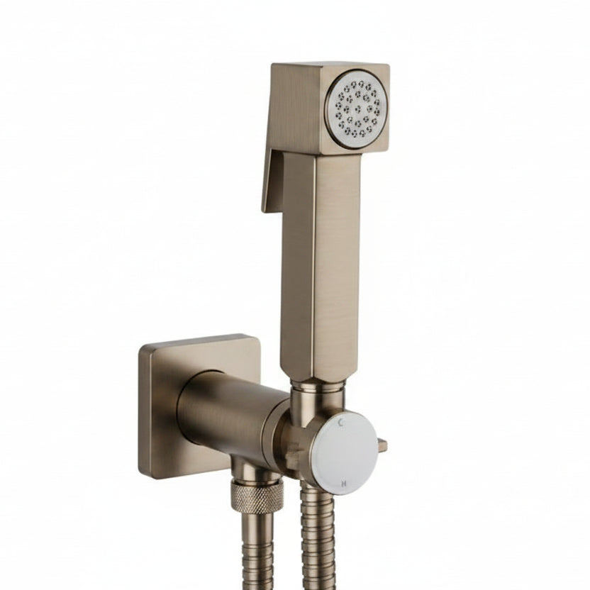 Bossini Cube Brass doccetta igienica con miscelatore progressivo E38001 - nickel spazzolato