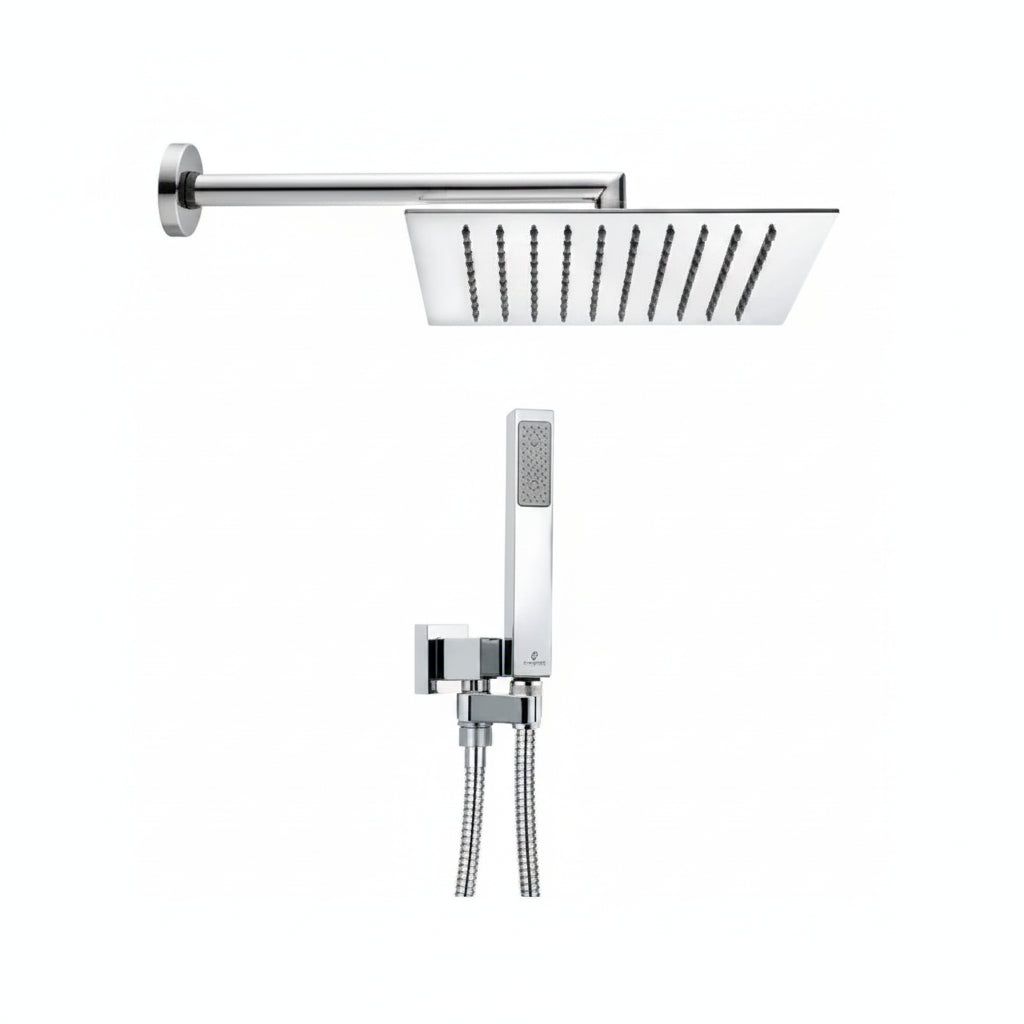 Bossini Tetis soffione doccia quadrato, doccetta e flessibile M92060 - cromo