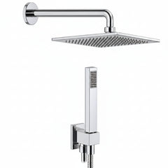 Carimali Ambiente soffione doccia quadrato con braccio, doccetta e flessibile 1531 - cromo