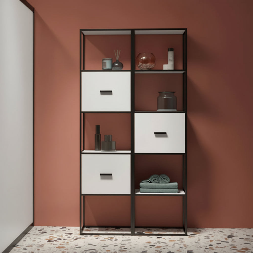 Colavene Acquaceramica Volant-Colonna MOVE  in metallo e legno con cubi - 40x35x170 cm CCC4035BM + CUBOBM