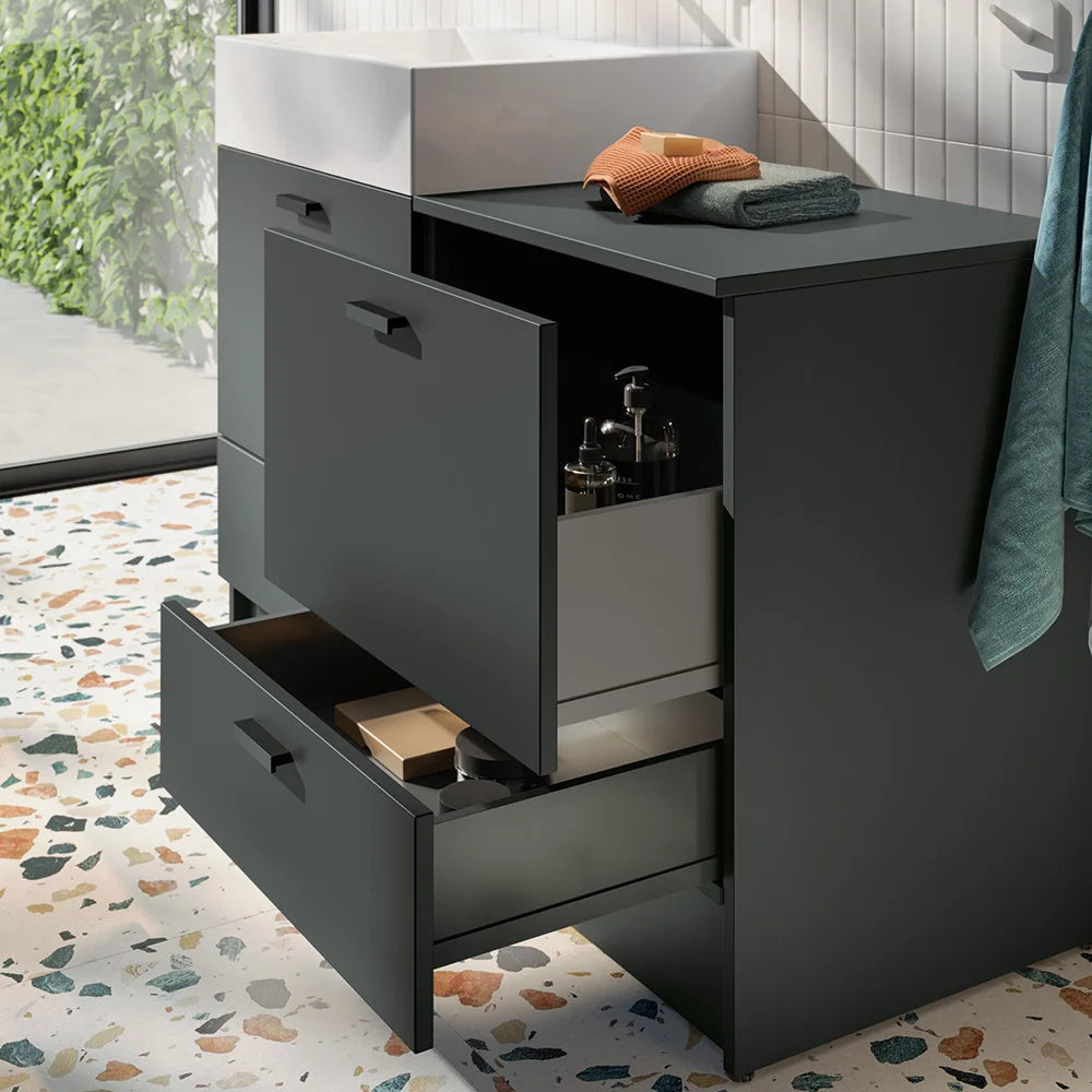 Colavene Acquaceramica Volant-Base a terra 2 cassetti 60x50x73cm - MBR6050PM Piombo fenix 