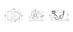 Disegno Ceramica Weg wc sospeso WG00500001 - disegno tecnico