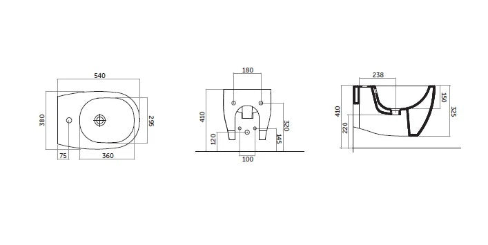Disegno Ceramica Weg bidet sospeso WG00700101 - disegno tecnico