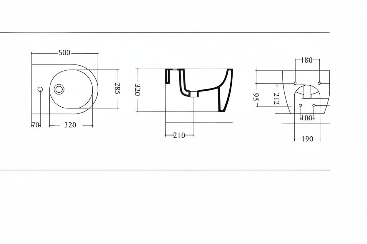 Disegno Ceramica Skip bidet sospeso 381/1 - disegno tecnico