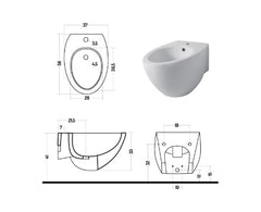 Disegno Ceramica Ovo wc sospeso e bidet OV00500001 + OV00700101