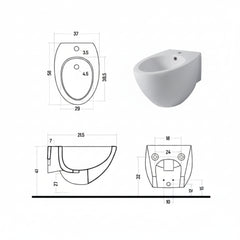 Disegno ceramica Ovo bidet sospeso OV00700101 - disegno tecnico