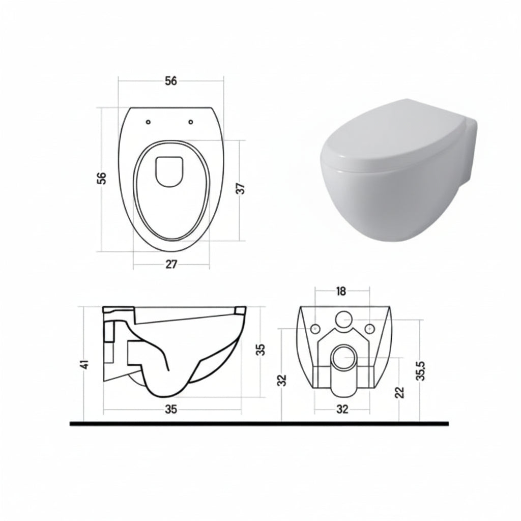 Disegno Ceramica Ovo wc sospeso OV00500001 - disegno tecnico