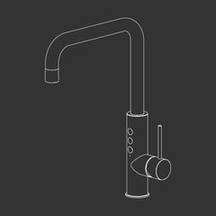 Ceadesign-ETW31 Rubinetto monoforo per acqua filtrata liscia/gassata fredda e bollente, e miscelata con bocca di erogazione girevole H. 353 mm. Da collegarsi a sistema di microfiltrazione dell’acqua WTC02