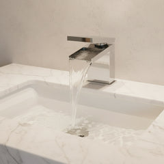 Fromac Razor rubinetto lavabo con bocca a cascata e scarico click-clack 8512 - cromo