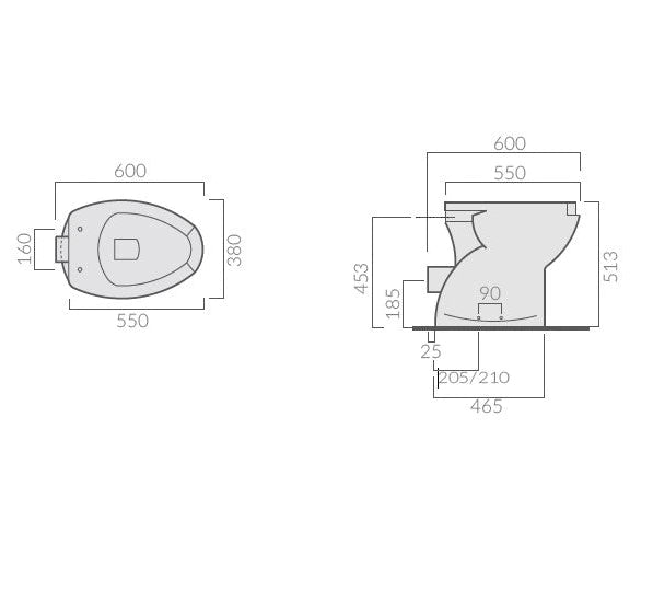 Galassia Sagittario wc disabili con scarico a parete 4016 - disegno tecnico