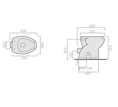 Galassia Sagittario wc disabili con scarico a parete 4016 - disegno tecnico