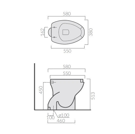 Galassia Sagittario wc disabili con scarico a terra 4019 - disegno tecnico