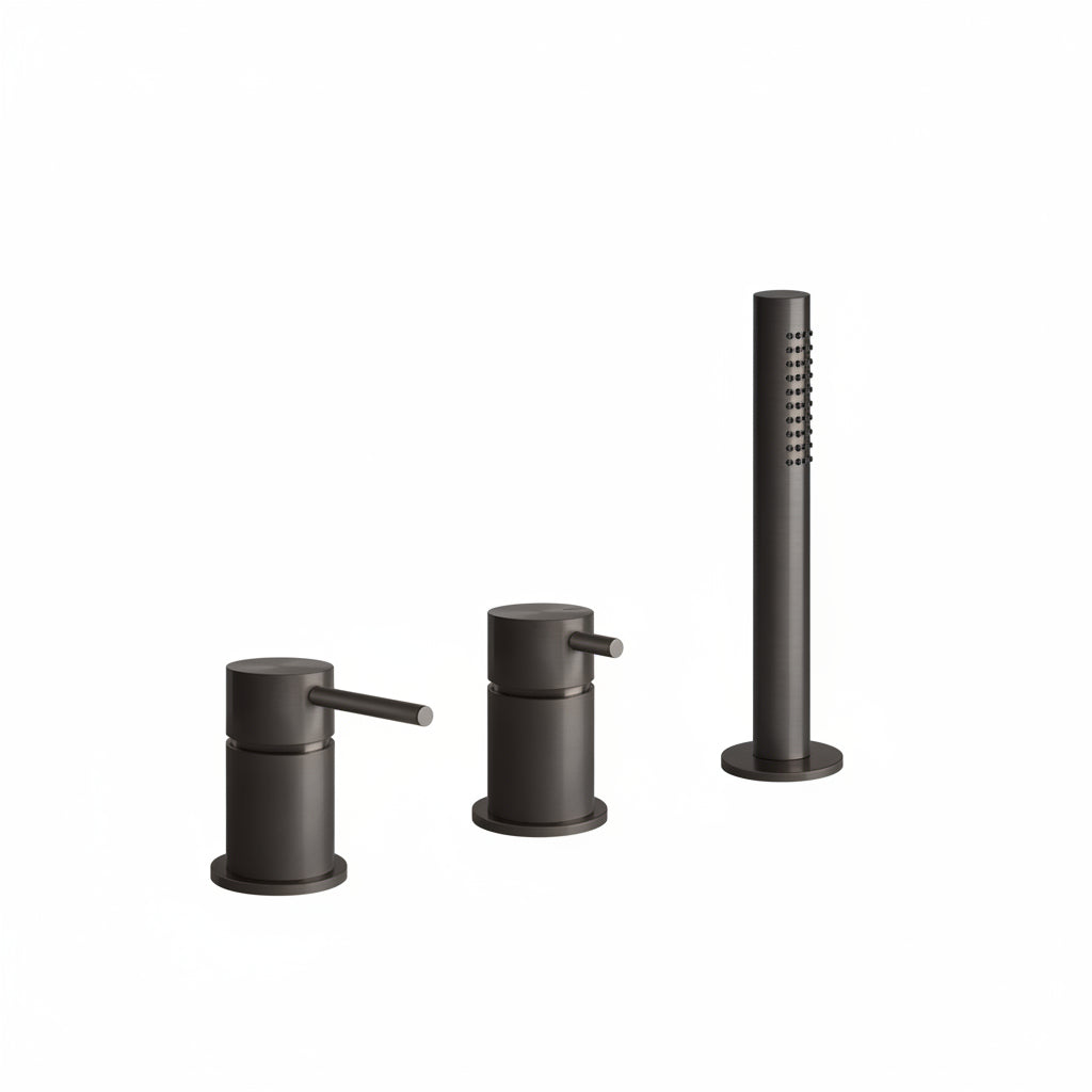 Gessi Bath316 rubinetto vasca da bagno 3 fori 54043-707 - Black metal brushed PVD