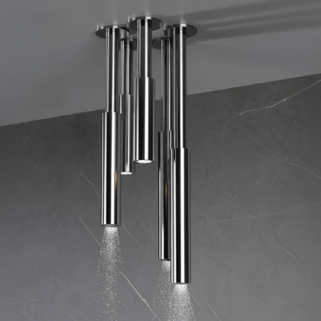Graff Riva Contemporary Chandelier coppia soffioni doccia a soffitto E-18216SCEP.SN + E18218SCEP.SN