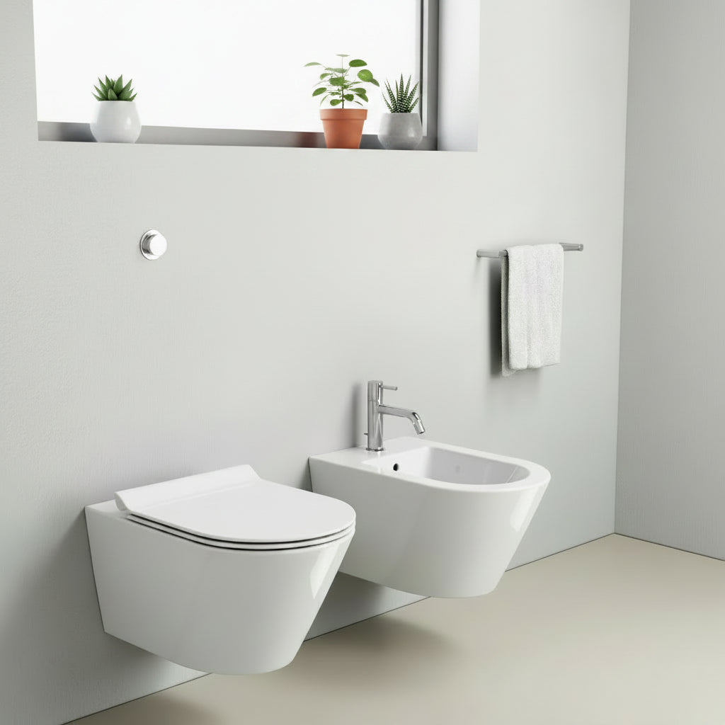 GSI CERAMICA Kube X wc sospeso senza brida 941511 -  bianco lucido