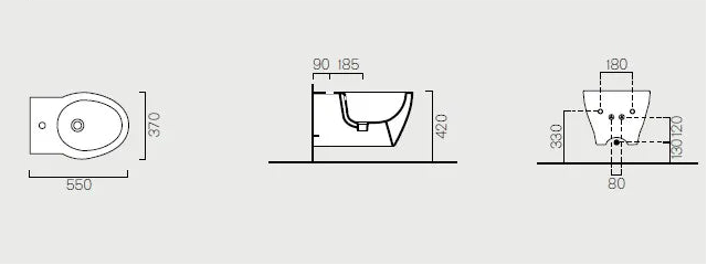 GSI CERAMICA Panorama bidet sospeso 666511 - disegno tecnico