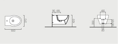 GSI CERAMICA Panorama bidet sospeso 666511 - disegno tecnico