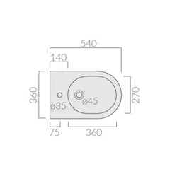Galassia Core bidet a terra 7352 - disegno tecnico