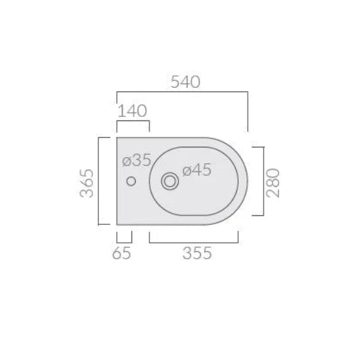 Galassia Core bidet sospeso 7354MT - disegno tecnico