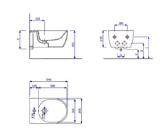 Geberit Fast bidet sospeso 782550 - disegno tecnico