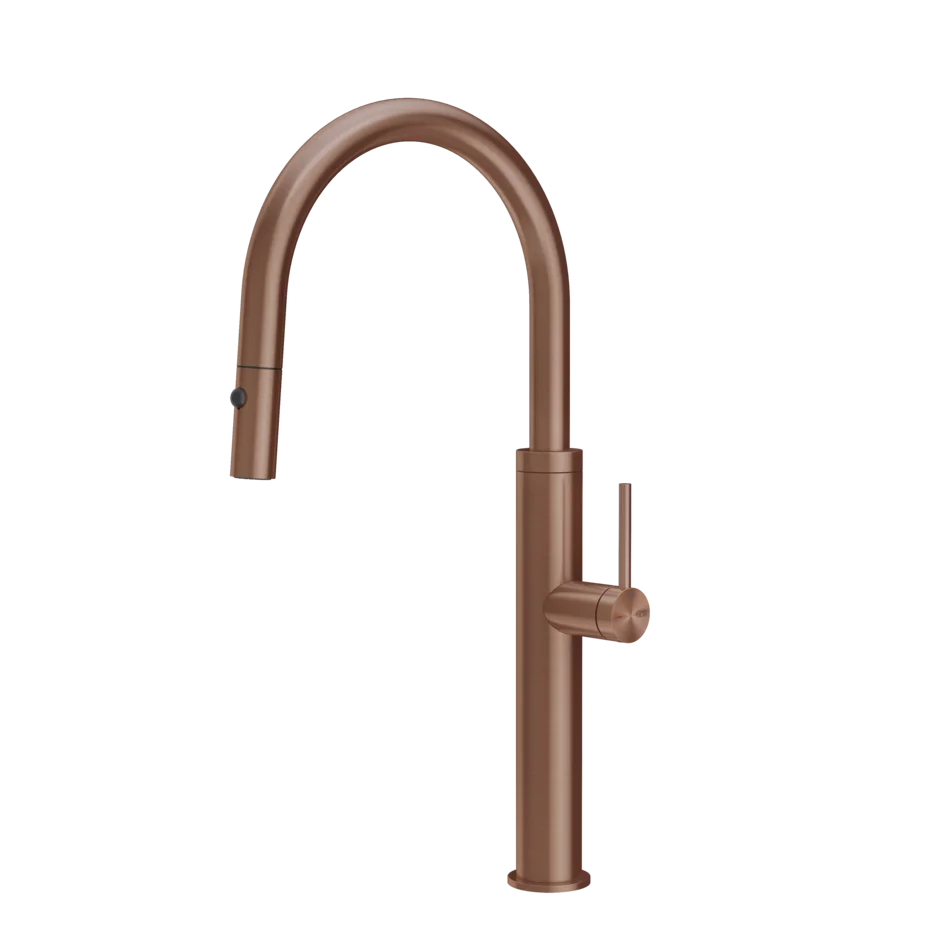 Gessi 316 Flessa kitchen faucet with swivel spout and double-jet pull-out shower 60022