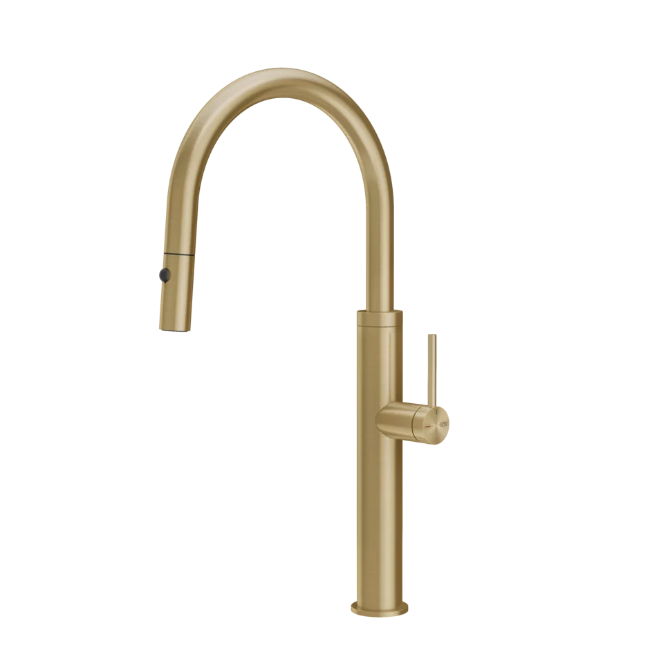 Gessi 316 Flessa kitchen faucet with swivel spout and double-jet pull-out shower 60022