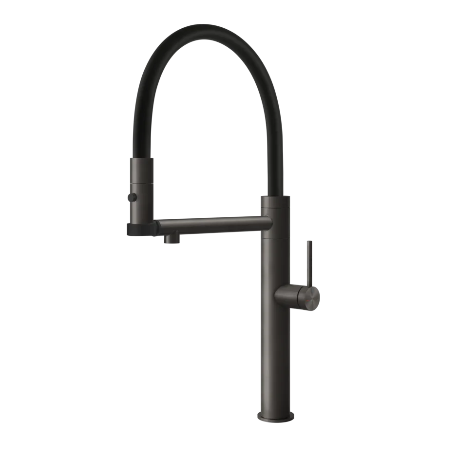 Gessi 316 Flessa semi-professional kitchen faucet with swivel spout and double jet 60210