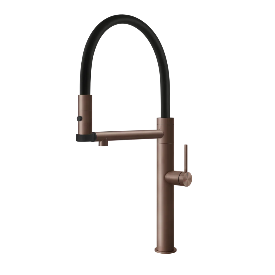Gessi 316 Flessa semi-professional kitchen faucet with swivel spout and double jet 60210
