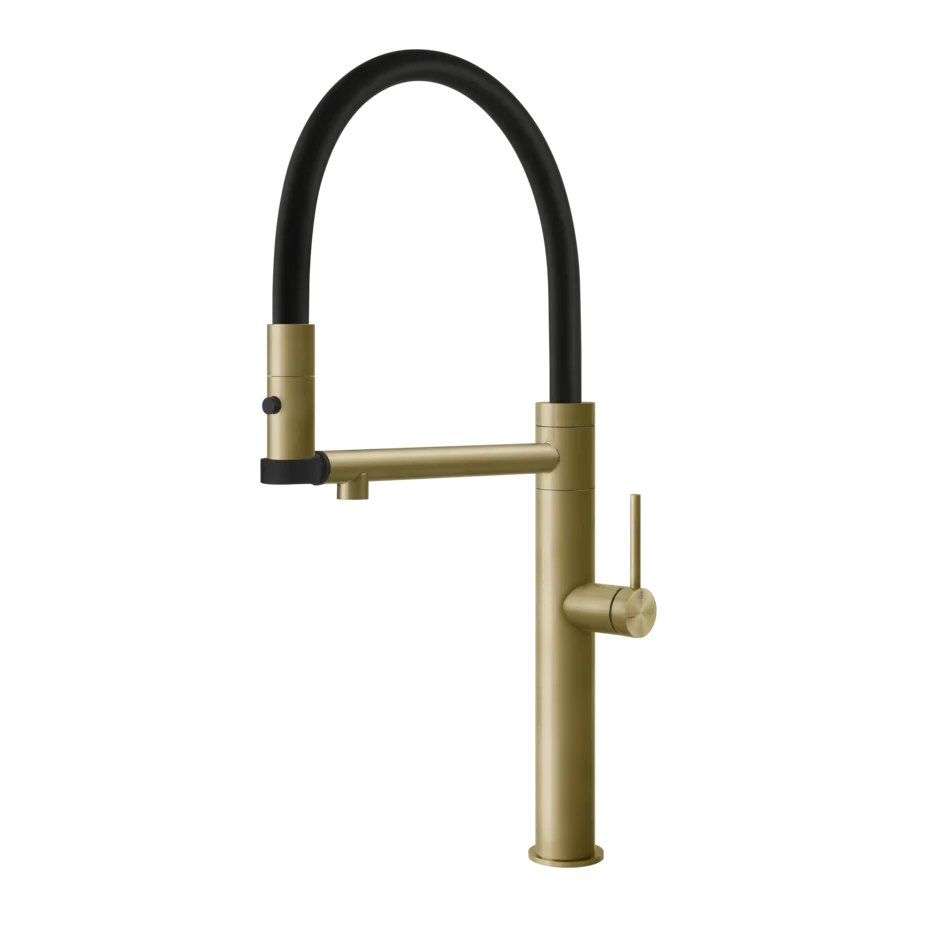 Gessi 316 Flessa semi-professional kitchen faucet with swivel spout and double jet 60210