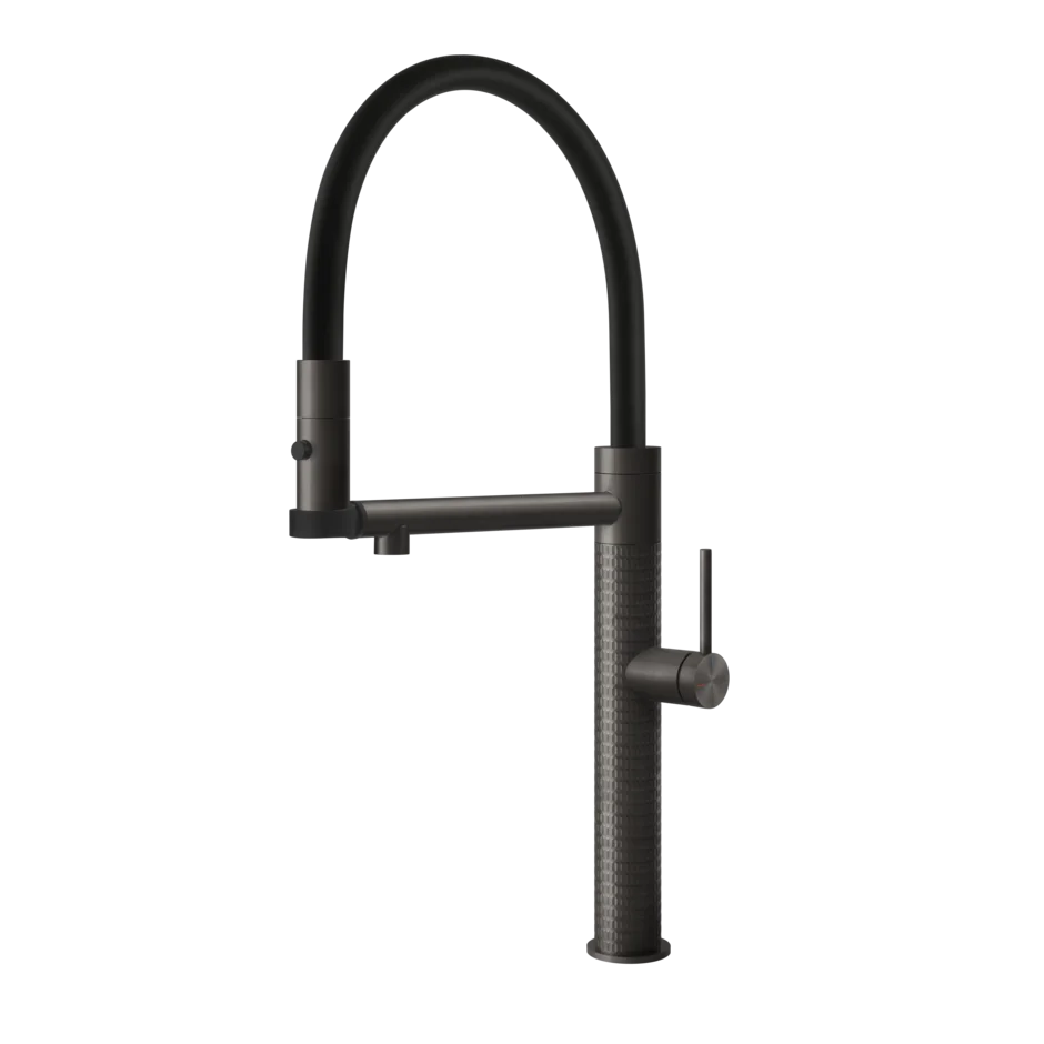 Gessi 316 Meccanica semi-professional kitchen faucet with swivel spout and double jet 60212